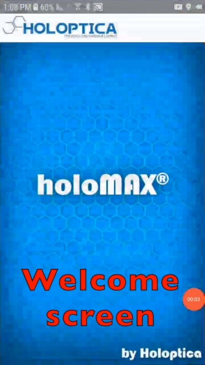holoMAX app welcome screen