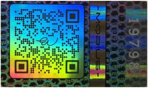 holoQR hologram with the brand logo built into the QR code
