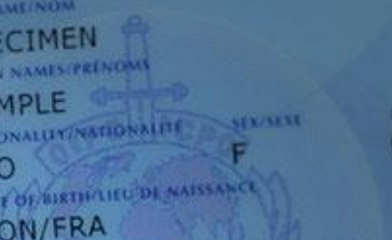 Macro detail of a passport specimen page under a holoLAMINATE overlay